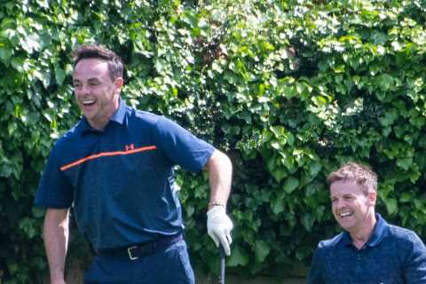Ant McPartlin fits in a last minute round of golf with Declan Donnelly ahead of wedding to..