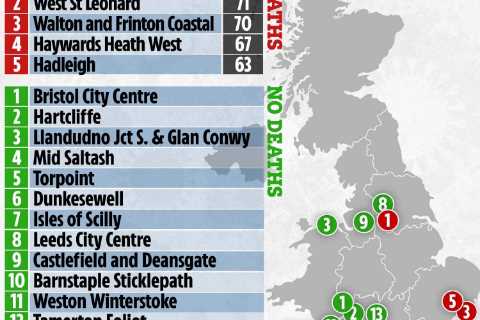 The five worst hit Covid areas and the spots where nobody has died