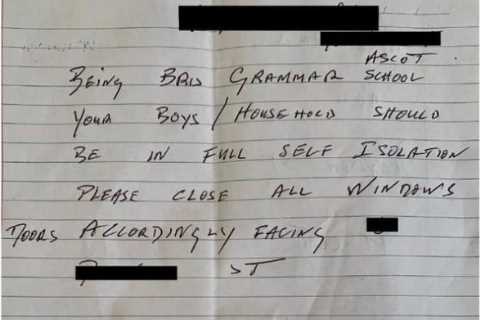Quarantining family told to ‘isolate properly &amp; close your windows’ in note from furious..