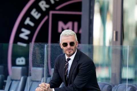 David Beckham and son Romeo watch on as Phil Neville’s Inter Miami win with last kick of game to..