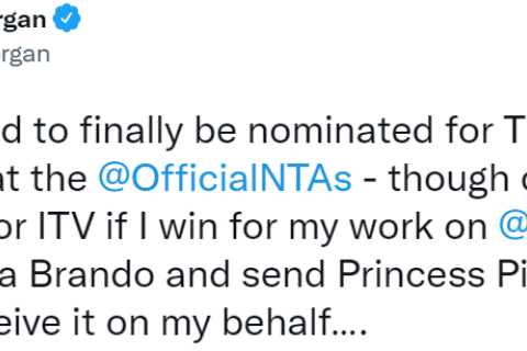 Piers Morgan takes thinly-veiled swipe at Meghan Markle after TV award nomination &amp; jokes he’ll ..