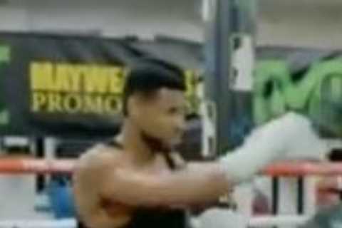 Watch pop legend Usher train on pads with Floyd Mayweather as pair work out in gym session together