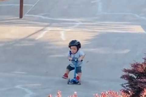 Little People’s Tori Roloff shows off Jackson, 4, speeding on scooter at skate park after crying..