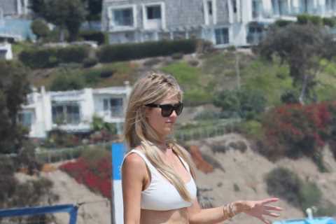 Flip or Flop’s Christina Haack shows off fit figure in white bikini on beach trip with kids and new ..