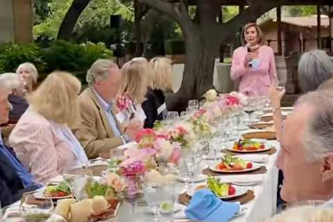 Nancy Pelosi slammed after being seen with dozens of unmasked donors at lavish Democrat fundraiser