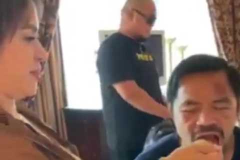 Manny Pacquiao has to be spoon-fed by doting wife as boxing legend can barely open eyes after..