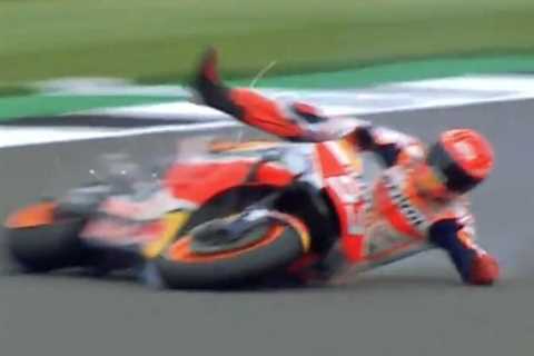 Heart-stopping moment MotoGP star Marc Marquez crashes bike at 170mph and skids for over 100 metres ..