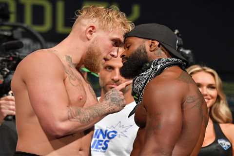 Jake Paul tries and FAILS to repeat Floyd Mayweather ‘gotcha hat’ stunt after facing off with Tyron ..