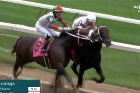 Watch crazy moment racehorse BITES rival during narrow finish of £400,000 Grade 1