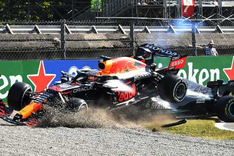 Max Verstappen handed three-place grid penalty for Russian GP after crashing into Lewis Hamilton at ..