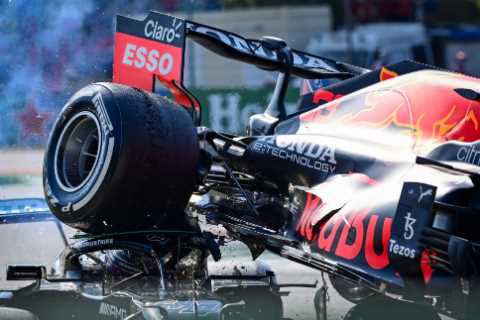 Lewis Hamilton says ‘halo’ may have saved his life after being hit by Max Verstappen’s tyre in..