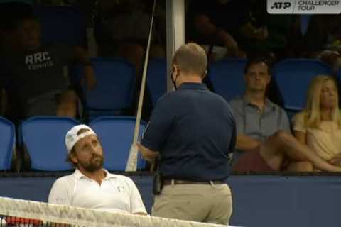 Tennys Sandgren disqualified from tennis match for smacking ball at line judge’s bum after being..