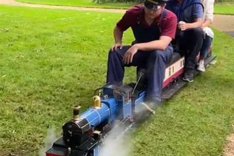 Piers Morgan insists ‘you’re never too old’ as he enjoys a ride on tiny steam engine in fun day out