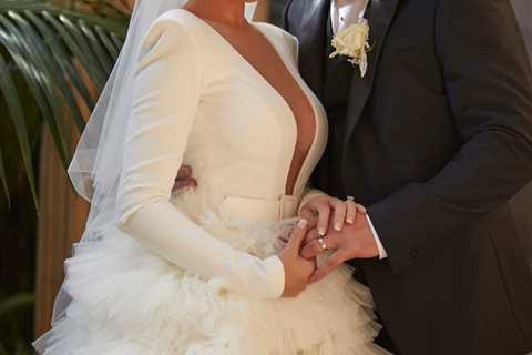 Towie’s Jess Wright finally reveals quirky wedding dress with plunging neckline and tiered ruffles