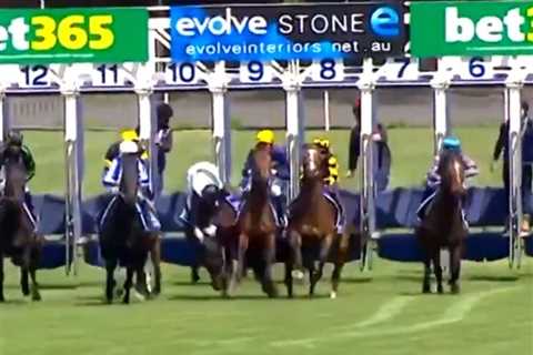 Watch flying jockey use rival horse and rider in unbelievable balancing act before race ends in..