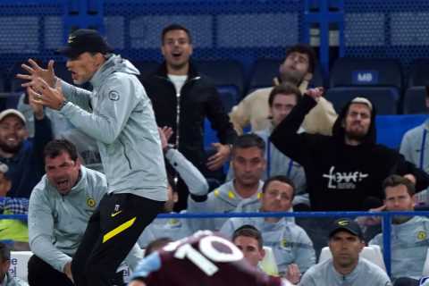 Chelsea fans love trio’s furious reaction on bench during Aston Villa clash after referee sides..