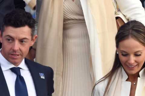 Rory McIlroy and Jon Rahm’s wives support Europe’s Ryder Cup stars dressed in cream at opening..
