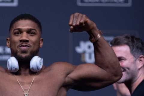 Anthony Joshua comes in STONE heavier than Oleksandr Usyk during weigh-in at 17st 2lbs despite..