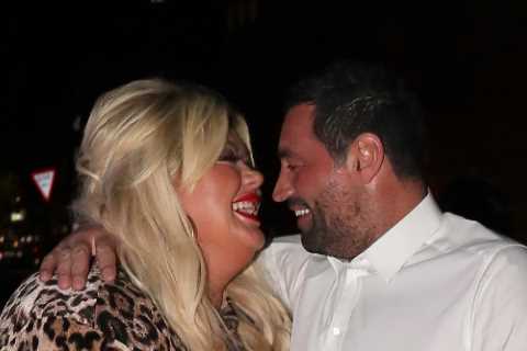 Gemma Collins’ boyfriend Rami is covered in her lipstick as they leave date night at exclusive..