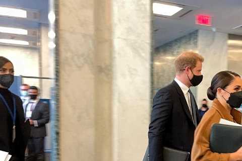 Meghan Markle &amp; Prince Harry arrive at United Nations to meet with Secretary-General ahead of..