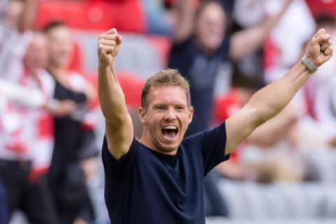 Julian Nagelsmann rides SKATEBOARD into Bayern Munich training as fans demand he move to Premier..