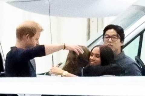 Harry and Meghan hug pals after landing in California following woke whirlwind tour of New York