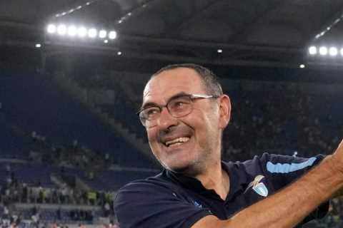Maurizio Sarri holds live EAGLE aloft to celebrate Lazio derby win over Jose Mourinho’s bitter..