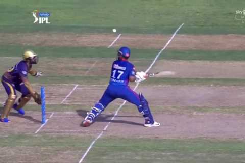 Watch Sky Sports commentator Dinesh Karthik almost get wiped out by Rishabh Pant’s flailing bat in..