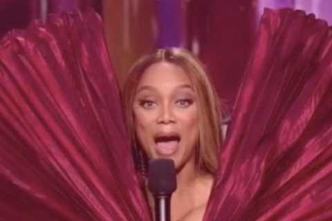 DWTS fans SLAM host Tyra Banks’ ‘bizarre’ fan dress and demand she be ‘fired’ for ‘making the show..