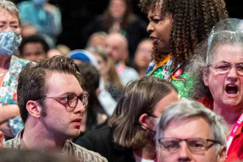 An ex-Big Brother star led brigade of rowdy lefties in heckling Sir Keir Starmer’s speech