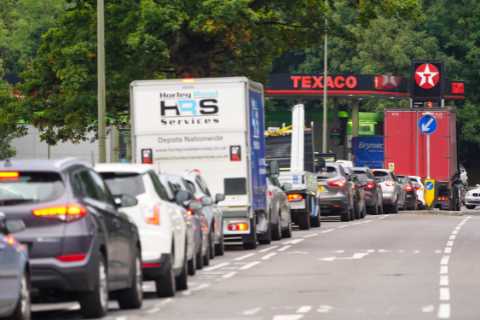 Drivers queue overnight AGAIN for fuel as cops man petrol stations – but gov insists it’s getting..