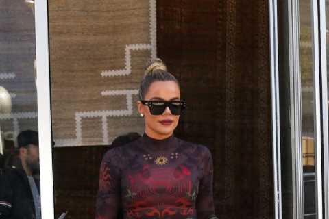 Khloe Kardashian shows curves in skintight bodysuit &amp; sky-high heels filming new Hulu show as..