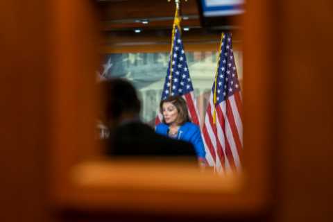 Pelosi declares infrastructure bill on track, setting up a showdown between her party’s feuding..