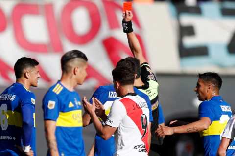 Watch ex-Man Utd ace Rojo get sent off for picking up two yellow cards in two mins in Boca Junior’s ..