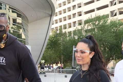Deontay Wilder wears hoodie promoting his fiancee Telli Swift’s perfume in Las Vegas ahead of Tyson ..