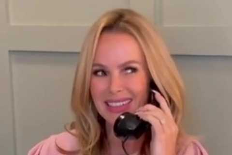 Amanda Holden poses on the set of Neighbours after joining soap as auntie to legend Jason Donovan’s ..
