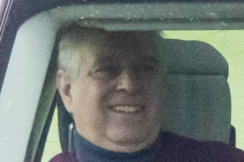 Prince Andrew grins in his Range Rover after police drop sex claim probe against him without..