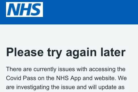 Brits stuck at airport as NHS app goes DOWN leaving travellers unable to access vaccine passport