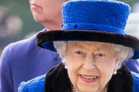 Queen beams in blue as she heads to Ascot Racecourse after being forced to miss beloved races in..