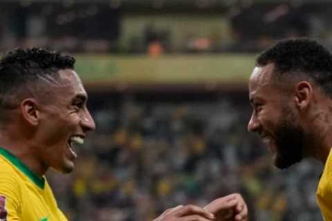 Leeds star Raphinha tears it up for Brazil as he scores first goals in 4-1 World Cup qualifying..