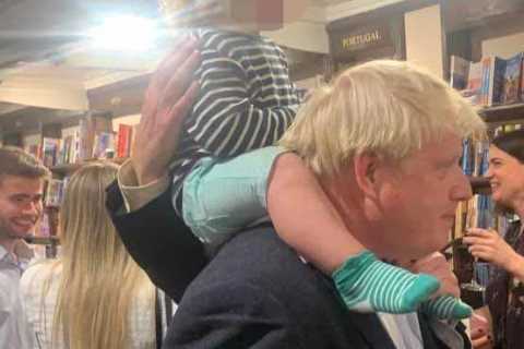 Boris Johnson gives adorable lookalike son Wilfred a ride on his shoulders