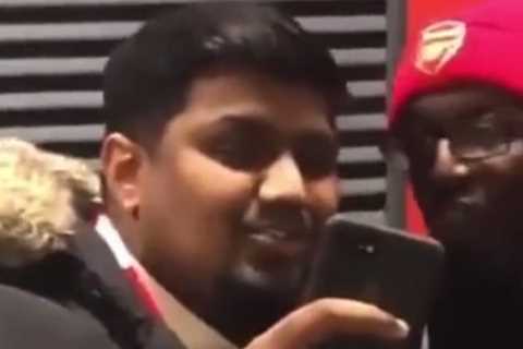 Watch Gunners supporter Ty try to snatch phone out of fan’s hand who shouted ‘f**k Arsenal TV’..