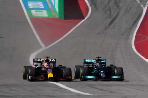 Max Verstappen holds off Lewis Hamilton in last-lap thriller at US Grand Prix thriller to extend..