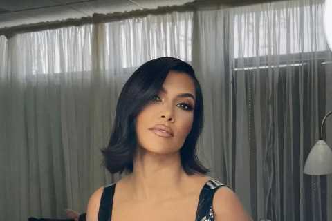 Kourtney Kardashian flaunts cleavage in low-cut top after she goes pantless &amp; shows off legs..