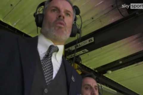 Watch Jamie Carragher’s brilliant reaction to Mo Salah’s hat-trick goal against Man Utd in Sky..