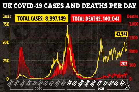 UK Covid deaths pass 140,000 since pandemic began with 207 fatalities recorded in a day and 43,941..