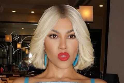 Kourtney Kardashian wears blonde wig &amp; tights as she poses as True Romance’s Alabama Worley for ..