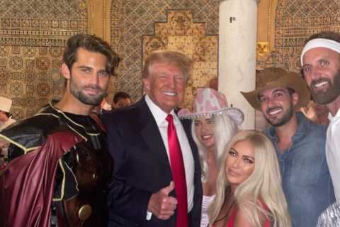 Dustin Johnson and Paulina Gretzky party with Donald Trump at Halloween bash as model dresses as..
