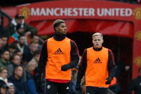 Man Utd fans go wild for Van der Beek as he warms up during City hammering and gets ‘biggest cheer..