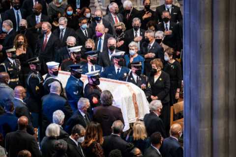 Colin Powell’s life is celebrated at a funeral that pulls Washington together.
